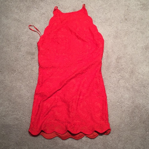 Petite Red  lace halter Bodycon Dress - Picture 1 of 3